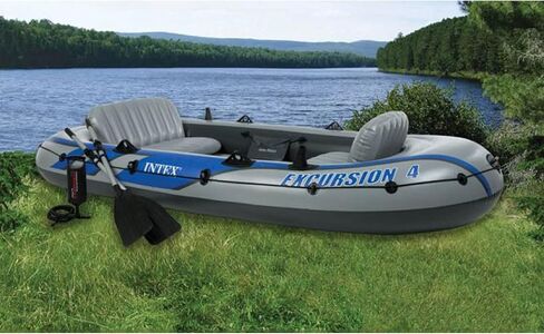 Intex Excursion 4 Inflatable River/Lake Boat Raft Set & Motor Mount Kit in Saudi Arabia