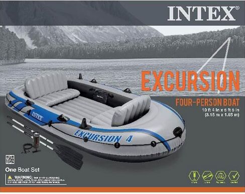Intex Excursion 4 Inflatable River/Lake Boat Raft Set & Motor Mount Kit in Saudi Arabia