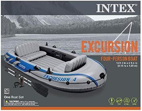 Intex Excursion 4 Inflatable River/Lake Boat Raft Set & Motor Mount Kit in Saudi Arabia