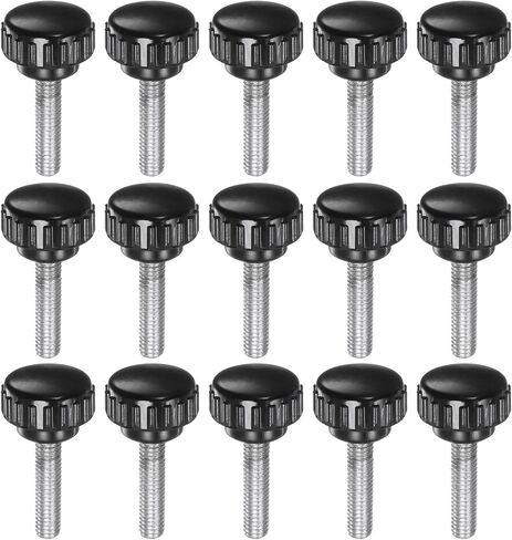 15pcs Knurled Knobs M6 x 10mm Male Thread 20mm Head Grip Plastic Metric Clamping Knobs Handles Thumb Screws with Threaded Stud, Black in Kuwait