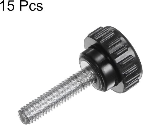 15pcs Knurled Knobs M6 x 10mm Male Thread 20mm Head Grip Plastic Metric Clamping Knobs Handles Thumb Screws with Threaded Stud, Black in Kuwait