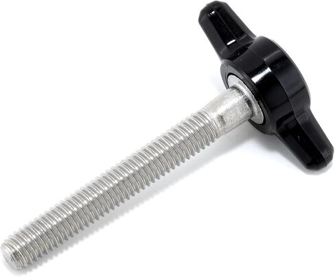 #10-32 x 1-1/2" Thumb Screw Stainless Steel - Black Tee Wing Plastic Knob - Fine Thread ThumbScrew - Length: 1.500" - Proudly Built in USA - Package of (4) in Saudi Arabia