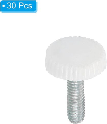 PATIKIL M4x14mm Knurled Thumb Screws, 30 Pack Male Thread Round Clamping Screws Knobs Hand Grip Bolts Mounting Fasteners for Lighting Furniture Hardware White in Saudi Arabia