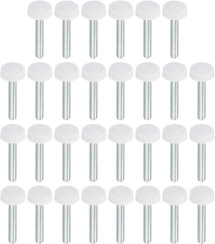 PATIKIL M4x14mm Knurled Thumb Screws, 30 Pack Male Thread Round Clamping Screws Knobs Hand Grip Bolts Mounting Fasteners for Lighting Furniture Hardware White in Saudi Arabia