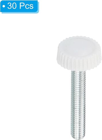 PATIKIL M4x14mm Knurled Thumb Screws, 30 Pack Male Thread Round Clamping Screws Knobs Hand Grip Bolts Mounting Fasteners for Lighting Furniture Hardware White in Saudi Arabia