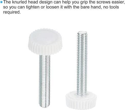 PATIKIL M4x14mm Knurled Thumb Screws, 30 Pack Male Thread Round Clamping Screws Knobs Hand Grip Bolts Mounting Fasteners for Lighting Furniture Hardware White in Saudi Arabia
