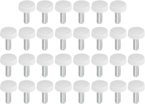 PATIKIL M4x14mm Knurled Thumb Screws, 30 Pack Male Thread Round Clamping Screws Knobs Hand Grip Bolts Mounting Fasteners for Lighting Furniture Hardware White in Saudi Arabia