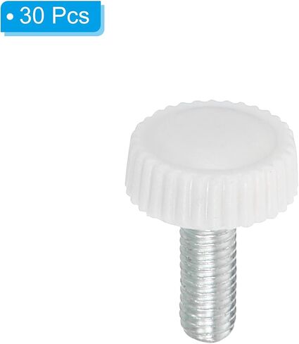 PATIKIL M4x14mm Knurled Thumb Screws, 30 Pack Male Thread Round Clamping Screws Knobs Hand Grip Bolts Mounting Fasteners for Lighting Furniture Hardware White in Saudi Arabia
