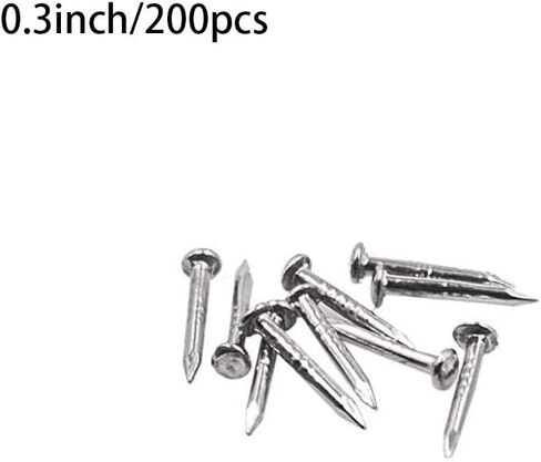 200 PCS Miniature Nails Round Head Brass Nails for Small Hinges Doll Houses Delicate Boxes Mini Craft Projects (≈0.04×0.31inch,1×8mm,Silver) in Kuwait
