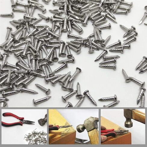 200 PCS Miniature Nails Round Head Brass Nails for Small Hinges Doll Houses Delicate Boxes Mini Craft Projects (≈0.04×0.31inch,1×8mm,Silver) in Kuwait