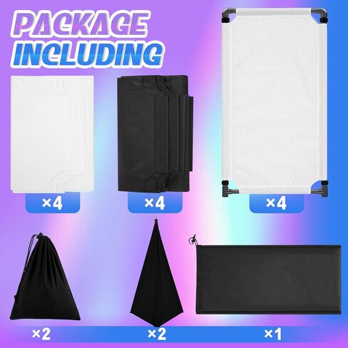 1 Set 20 x 40 Inches DJ Booth Foldable Cover Screen and 2 Pieces Speaker Stand Cover Portable DJ Event Facade with White and Black Scrim 360 Degree Black Speaker Tripod Cover for DJ Event in Saudi Arabia