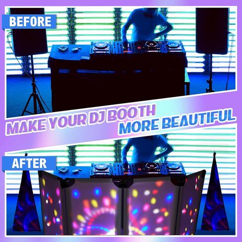 1 Set 20 x 40 Inches DJ Booth Foldable Cover Screen and 2 Pieces Speaker Stand Cover Portable DJ Event Facade with White and Black Scrim 360 Degree Black Speaker Tripod Cover for DJ Event in Saudi Arabia