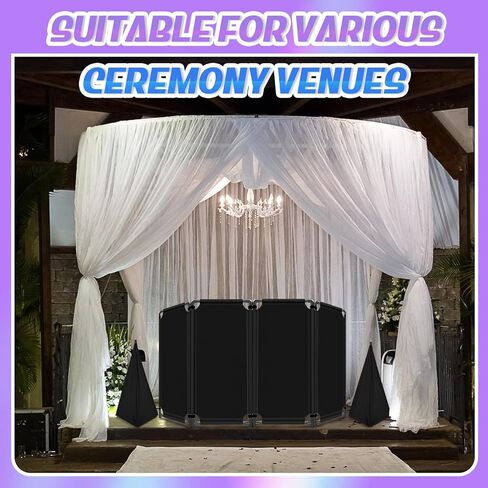 1 Set 20 x 40 Inches DJ Booth Foldable Cover Screen and 2 Pieces Speaker Stand Cover Portable DJ Event Facade with White and Black Scrim 360 Degree Black Speaker Tripod Cover for DJ Event in Saudi Arabia