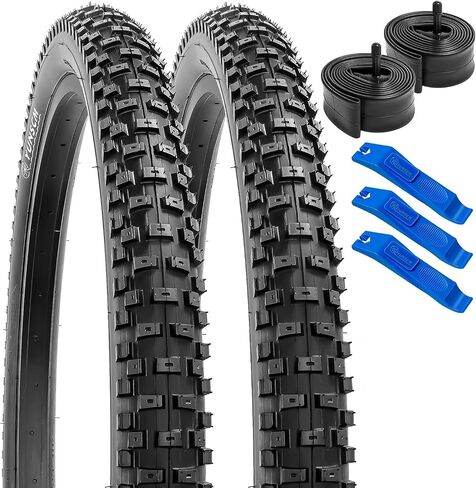 YUNSCM 2-PCS 26" Bike Tires 26x2.35/57-559 and 26" Bike Tubes Schrader Valve Compatible with Mountain/Off Road Bike 26x2.30 26 x 2.35 26x2.40 Bicycle Tires and Tubes (P-1018) in Saudi Arabia