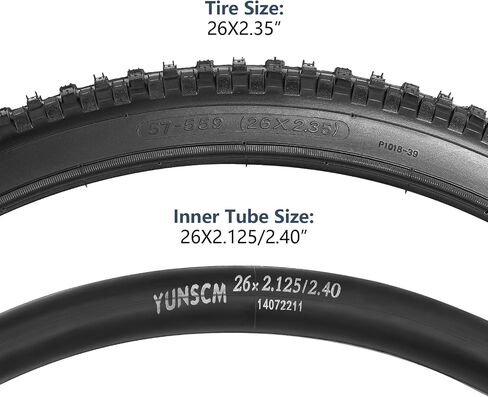 YUNSCM 2-PCS 26" Bike Tires 26x2.35/57-559 and 26" Bike Tubes Schrader Valve Compatible with Mountain/Off Road Bike 26x2.30 26 x 2.35 26x2.40 Bicycle Tires and Tubes (P-1018) in Saudi Arabia