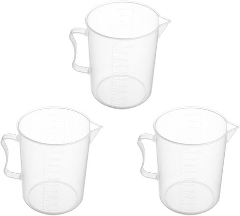 Othmro Measuring Cup 1000ml Plastic Graduated Beaker Transparent with Handle for Lab Kitchen Liquids 3 Pcs in Saudi Arabia