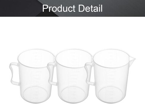 Othmro Measuring Cup 1000ml Plastic Graduated Beaker Transparent with Handle for Lab Kitchen Liquids 3 Pcs in Saudi Arabia