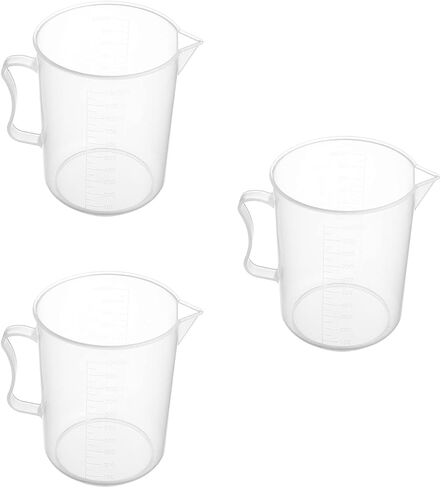 Othmro Measuring Cup 1000ml Plastic Graduated Beaker Transparent with Handle for Lab Kitchen Liquids 3 Pcs in Saudi Arabia