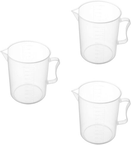 Othmro Measuring Cup 1000ml Plastic Graduated Beaker Transparent with Handle for Lab Kitchen Liquids 3 Pcs in Saudi Arabia