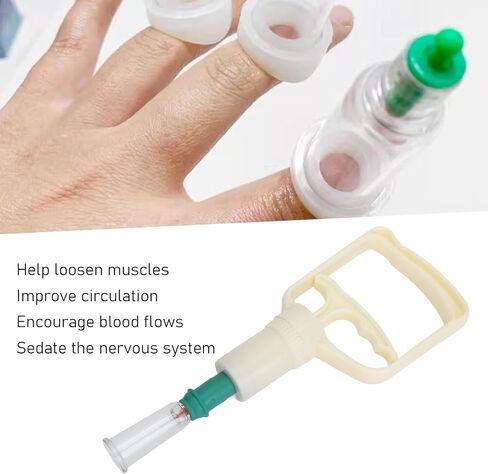 ZJchao Cupping Hand Pump, Cupping Gun Pumps Finger Cupping Set Finger Cupping Device Vacuum Suction 2 Cups 2 Rings Manual Cupping Kit Manual Back Massager Accessories Heads Acupuncture in Saudi Arabia