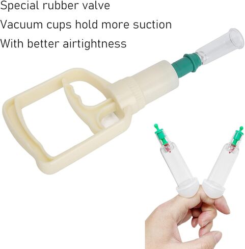 ZJchao Cupping Hand Pump, Cupping Gun Pumps Finger Cupping Set Finger Cupping Device Vacuum Suction 2 Cups 2 Rings Manual Cupping Kit Manual Back Massager Accessories Heads Acupuncture in Saudi Arabia