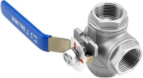 QWORK Stainless Steel 3 Way L Port Ball Valve with Mounting Pad (1 Inch NPT) - Vinyl Handle, 2 Pack Suitable for Water, Oil, Gas, and More in Saudi Arabia