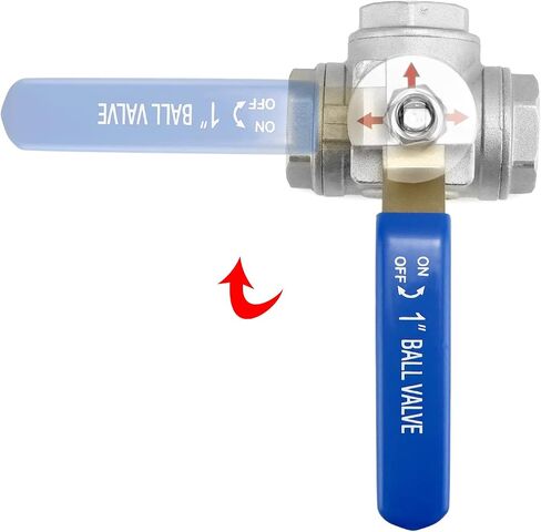 QWORK Stainless Steel 3 Way L Port Ball Valve with Mounting Pad (1 Inch NPT) - Vinyl Handle, 2 Pack Suitable for Water, Oil, Gas, and More in Saudi Arabia