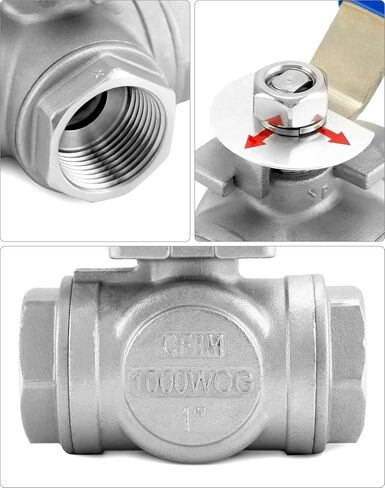 QWORK Stainless Steel 3 Way L Port Ball Valve with Mounting Pad (1 Inch NPT) - Vinyl Handle, 2 Pack Suitable for Water, Oil, Gas, and More in Saudi Arabia