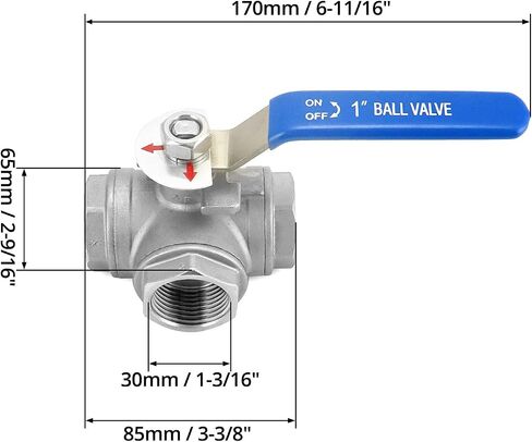 QWORK Stainless Steel 3 Way L Port Ball Valve with Mounting Pad (1 Inch NPT) - Vinyl Handle, 2 Pack Suitable for Water, Oil, Gas, and More in Saudi Arabia