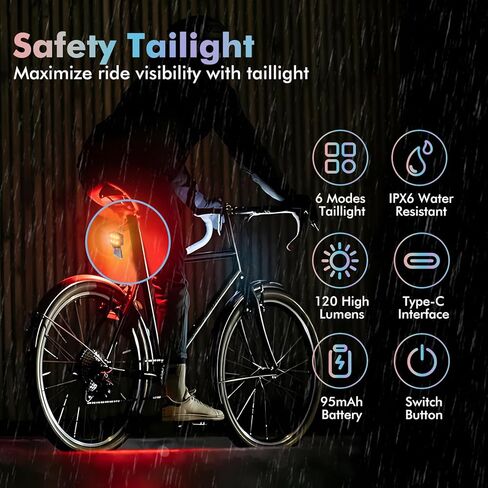Bike Rear Light Bike Helmet Lights Waterproof, 6 Light Mode Options,Cycling Safety Taillight Accessorie in Kuwait