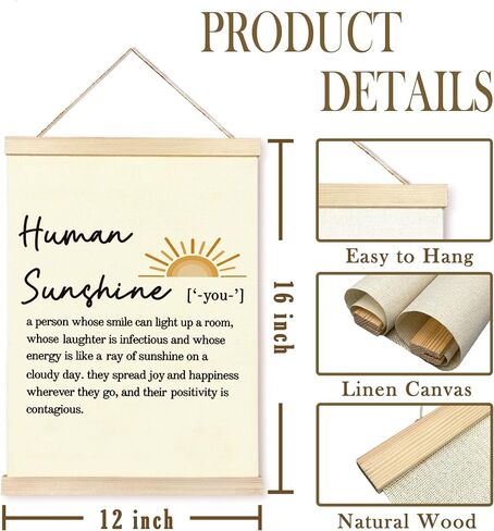 CGBHW Inspirational Human Sunshine Poster Hanger Frame, Motivational Posters Wall Art Hanging Decor for Home Classroom Office, Thank You Appreciation Gifts for Friends Coworker Sister BFF Teacher in Saudi Arabia