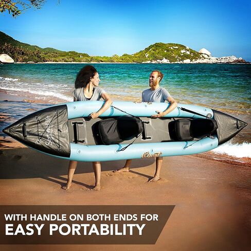 SereneLife 2 Person Inflatable Kayak - Double Kayak with Aluminum Paddles, Repair Kit - Lightweight, Portable Adult Kayaks with High-Output Pump - Durable Vinyl Kayak for Lake, Mild River in Saudi Arabia