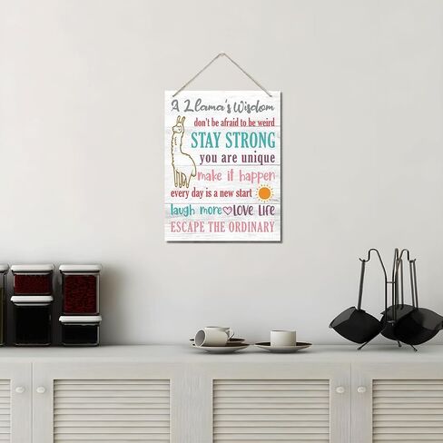 A Llama's Wisdom Sign, Escape the Ordinary, Decorative Hanging Wood Plaque for Wall, Inspirational Wood Door Sign, Kids Room Decor, Baby Room Decor, Positive Home Decor, Bedroom Decor in Saudi Arabia