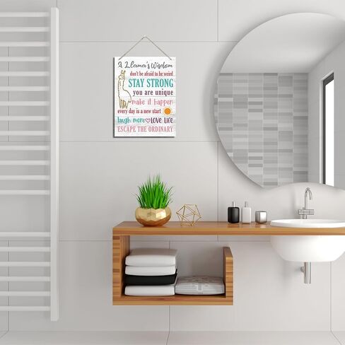A Llama's Wisdom Sign, Escape the Ordinary, Decorative Hanging Wood Plaque for Wall, Inspirational Wood Door Sign, Kids Room Decor, Baby Room Decor, Positive Home Decor, Bedroom Decor in Saudi Arabia