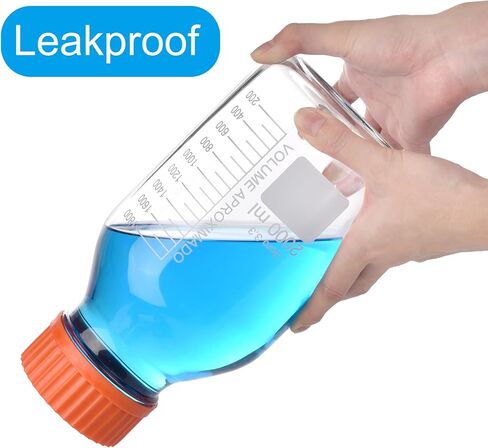1 Pieces 2000ml Wide Mouth Graduated Round Reagent Bottle,Borosilicate 3.3 Glass Bottle,Media Storage Bottle With GL80 Orange Polypropylene Screw Cap in Saudi Arabia