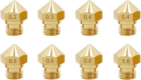 8 قطع من Aokin MK10 فوهات طابعة ثلاثية الأبعاد، فوهة M7 لطارد الخيوط لطابعة 1.75 مم خيوط ثلاثية الأبعاد Wanhao Duplicator D4/I3/Dremel QIDI Makerbot 2، 0.2 مم 0.3 مم 0.4 مم 0.5 مم 0.6 مم 0.8 مم 1.0 مم in Kuwait