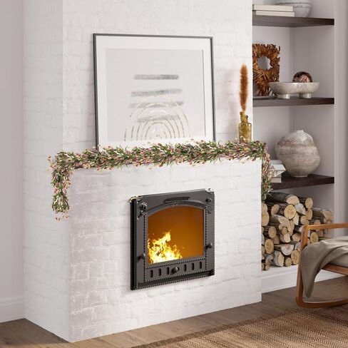RECUTMS 5.4FT زهرة اصطناعية إكليل الربيع والصيف الزهور إكليل على مدار السنة للمنزل مكتب جدار الجرف الشرفة حديقة الزفاف خلفية الديكور (الأحمر البرتقالي الأرجواني) in Saudi Arabia