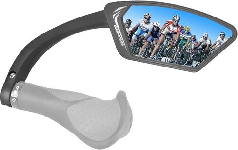 مرآة تثبيت على مقود الدراجة من Venzo عدسة زرقاء 75% زجاج مضاد للوهج - رؤية خلفية كبيرة شفافة كريستالية - ركوب الدراجات الجبلية أو دراجة الطريق اليمنى in Kuwait