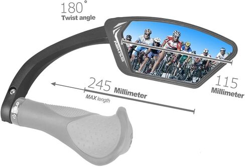 مرآة تثبيت على مقود الدراجة من Venzo عدسة زرقاء 75% زجاج مضاد للوهج - رؤية خلفية كبيرة شفافة كريستالية - ركوب الدراجات الجبلية أو دراجة الطريق اليمنى in Kuwait