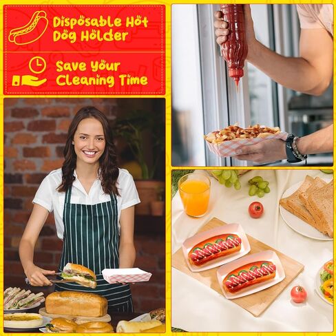 500 قطعة من صواني هوت دوج الورقية مقاس 7 بوصة بوزن 2 رطل صواني طعام باللونين الأحمر والأبيض وقوارب طعام ورقية مربعة وصواني هوت دوج وقوارب ناتشو للاستعمال مرة واحدة لأعياد الميلاد وحفلات الزفاف والمهرجانات ومستلزمات الطعام in Kuwait