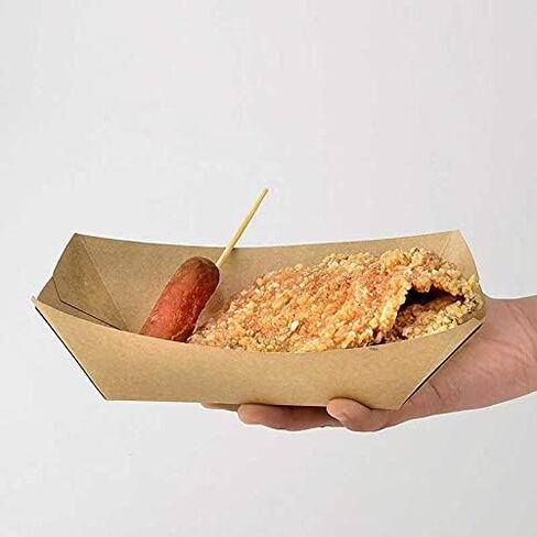 250 Pack Disposable Paper Food Tray - Paperboard Tray for Carnivals, Fairs, Festivals, and Picnics | Holds Nachos, Fries, Hot Corn Dogs, and More! (Kraft, 2lb) in Saudi Arabia