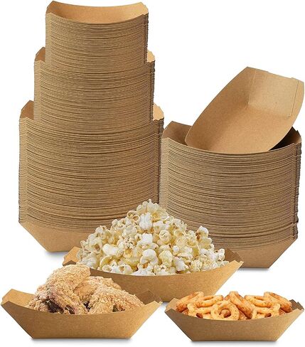 250 Pack Disposable Paper Food Tray - Paperboard Tray for Carnivals, Fairs, Festivals, and Picnics | Holds Nachos, Fries, Hot Corn Dogs, and More! (Kraft, 2lb) in Saudi Arabia