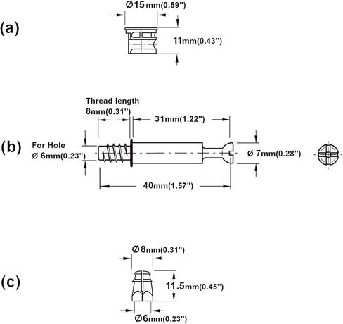 برغي تثبيت كاميرا غريب الأطوار بقطر 15 مم ومسامير تثبيت M6x40mm مع صواميل M6 مُدرجة مسبقًا لتوصيل قفل خزانة الأثاث المسطح (34 مجموعة) in Kuwait