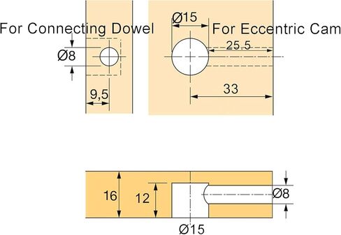 برغي تثبيت كاميرا غريب الأطوار بقطر 15 مم ومسامير تثبيت M6x40mm مع صواميل M6 مُدرجة مسبقًا لتوصيل قفل خزانة الأثاث المسطح (34 مجموعة) in Kuwait