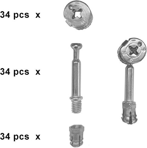 برغي تثبيت كاميرا غريب الأطوار بقطر 15 مم ومسامير تثبيت M6x40mm مع صواميل M6 مُدرجة مسبقًا لتوصيل قفل خزانة الأثاث المسطح (34 مجموعة) in Kuwait