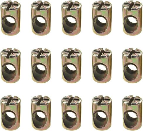 M6x15mm Barrel Nuts Cross Dowels Slotted Bolts Hardware Clean Tight Thread Proper Insert Sturdy Firm Holding Easy Install Align Smooth Screw in Snug Fit for Beds Crib Furniture Chairs 15PCS in Saudi Arabia