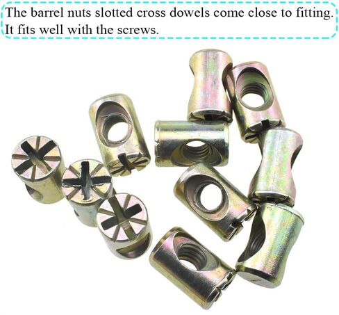 M6x15mm Barrel Nuts Cross Dowels Slotted Bolts Hardware Clean Tight Thread Proper Insert Sturdy Firm Holding Easy Install Align Smooth Screw in Snug Fit for Beds Crib Furniture Chairs 15PCS in Saudi Arabia