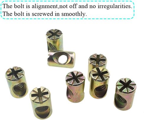 M6x15mm Barrel Nuts Cross Dowels Slotted Bolts Hardware Clean Tight Thread Proper Insert Sturdy Firm Holding Easy Install Align Smooth Screw in Snug Fit for Beds Crib Furniture Chairs 15PCS in Saudi Arabia