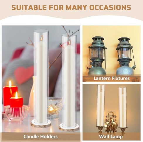 Yaomiao 6 Set Pillar Glass Hurricane Candle Holder with Wooden Candle Tray Clear Glass Cylinders for Pillar Candles Vase Pillar Candleholder for Wedding Table Centerpiece Decoration(2.5 x 16 in) in Saudi Arabia
