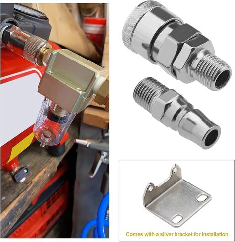 SING F LTD AF2000-02 فلتر هواء 1/4 بوصة BSP منظم فلتر الهواء ضاغط مع دعامة تثبيت موصلات معدنية ملحقات أدوات الهواء 40 مم × 100 مم in Saudi Arabia